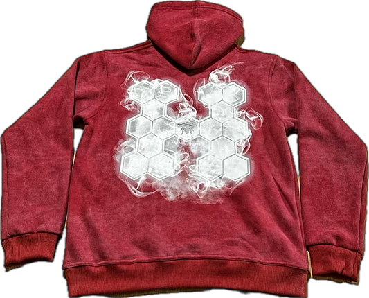 Red Acid-Wash Hoodie