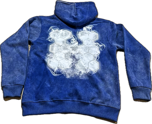 Blue Acid-Wash Hoodie