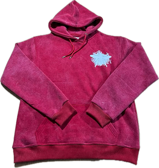 Red Acid-Wash Hoodie